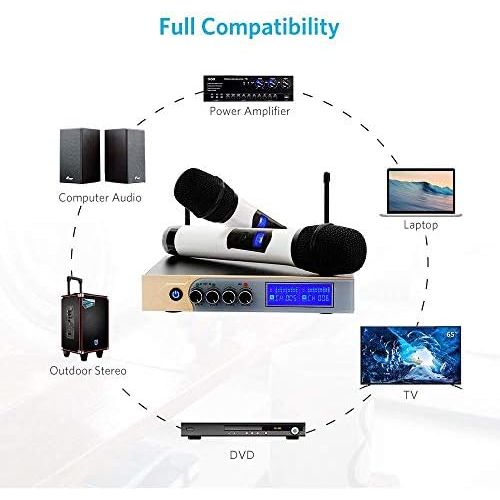  [아마존베스트]ARCHEER Wireless Microphone System, UHF Dual Channel Karaoke Microphone Wireless Handheld Bluetooth Wireless Microphone Set with Karaoke Mixer for Home Party, Karaoke, Meeting, Outdoor Wed