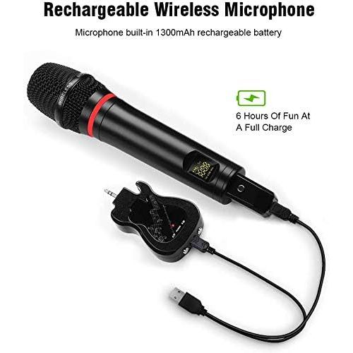  [아마존베스트]Karaoke Microphone Wireless UHF Dual Wireless Microphone Archeer Rechargeable Wireless Microphone Dynamic Microphone Handheld Microphone Wireless Mic Bluetooth Receiver for Party W