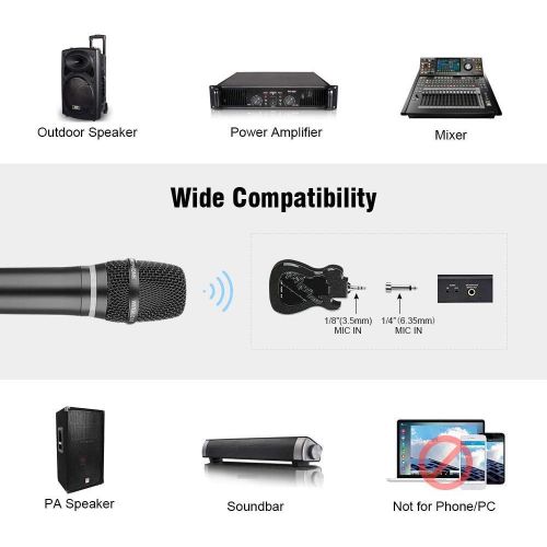  [아마존베스트]Karaoke Microphone Wireless UHF Dual Wireless Microphone Archeer Rechargeable Wireless Microphone Dynamic Microphone Handheld Microphone Wireless Mic Bluetooth Receiver for Party W