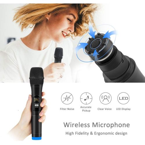  [아마존베스트]Karaoke Handheld Microphone Wireless Microphone, Archeer Wireless UHF Dual Wireless Microphone with Rechargeable Wireless Receiver for Meeting, Wedding, Vocal Concert, Speech, Part