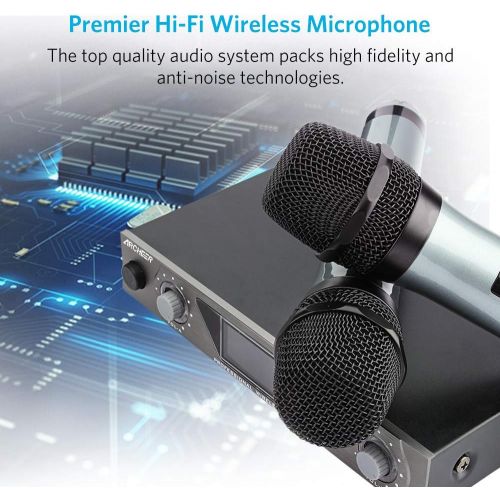  ARCHEER UHF Wireless Microphone System with LCD Display Dual Channel Handheld Microphones Karaoke Mixer for outdoor wedding, Conference, Karaoke, Evening Party