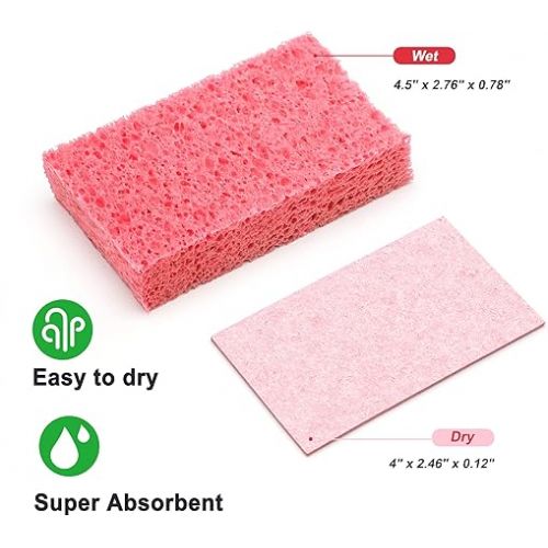  Scrub Sponge,Heavy Duty Color Cellulose Sponge,Clean Tough Messes Without Scratching (12 Pack)