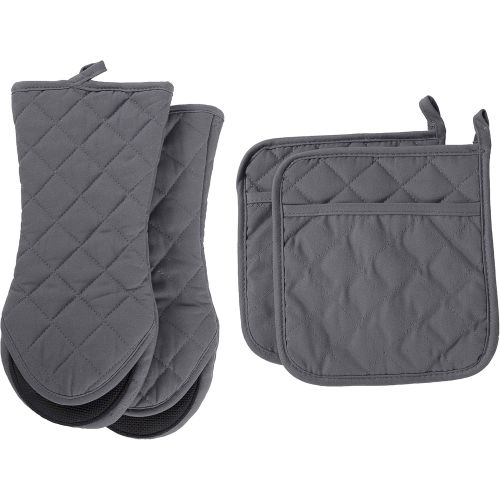  [아마존 핫딜] ARCLIBER Oven Mitts and Potholders,4PCS Heat Resistant Kitchen Gloves,Cotton Lining Neoprene Non-Slip Rubber Surface 2 Oven Mitts,2 Pot Holders for Cooking,Baking,Grilling,Barbecue