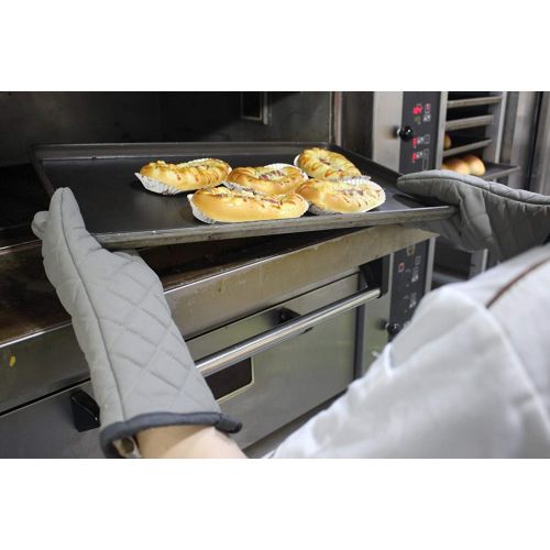  [아마존베스트]ARCLIBER Oven Mitts 1 Pair of Quilted Cotton Lining - Heat Resistant Kitchen Gloves,Flame Oven Mitt Set,Grey