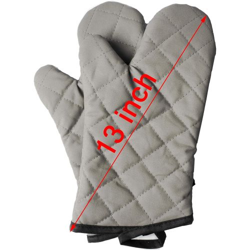  [아마존베스트]ARCLIBER Oven Mitts 1 Pair of Quilted Cotton Lining - Heat Resistant Kitchen Gloves,Flame Oven Mitt Set,Grey