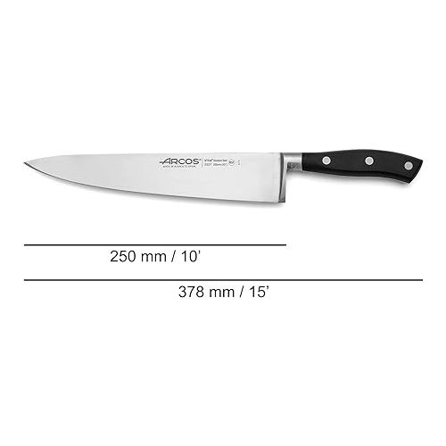  ARCOS Forged Tomato Knife Serrated 5 Inch Nitrum Stainless Steel and 130 mm blade. Ergonomic Polyoxymethylene POM Handle. Series Riviera. Color Black