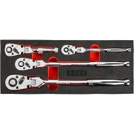 ARES 42040 - Flex Head Ratchet Set - 4-Piece 72-Tooth Ratchets - Premium Chrome Vanadium Steel Construction & Chrome Plated Finish - Quick Release Reversible Design with 5 Degree Swing