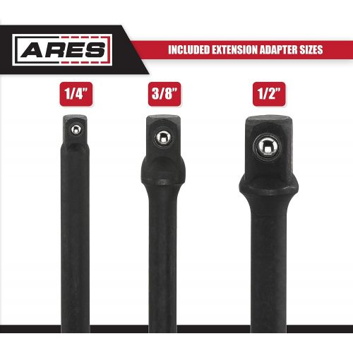  ARES 70000 - 3-Inch Impact Grade Socket Adapter Set - Turns Impact Drill Driver into High Speed Socket Driver - 1/4-Inch, 3/8-Inch, and 1/2-Inch Drive