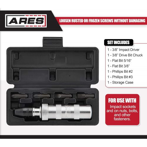  [아마존베스트]ARES 70006-3/8-Inch Drive Manual Reversible Impact Driver - Flathead 5/16-Inch, 3/8-Inch, and Phillips 2, 3 Bits Cover Most Common Applications - Disengage Rusted Fasteners or Froz