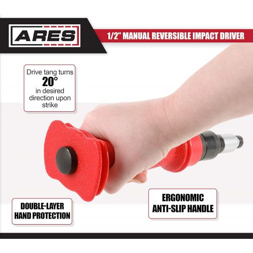  [아마존베스트]ARES 18021-1/2-Inch Manual Reversible Impact Driver - Standard and Long Slotted 5/16 & 3/8 and Phillips #2 & #3 Bits - Disengage Brake Caliper Screws and Rusted or Frozen Fasteners