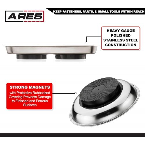  ARES 61000-3-Piece Magnetic Tool Tray Set - Screws, Sockets, Bolts, Pins, and Tools Stay Vertical, Horizontal and Upside Down with Super Strong Magnets