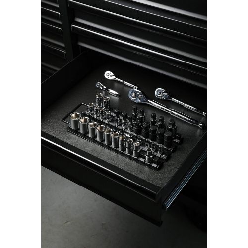  ARES 60001-48-Piece Black Socket Organizer Tray - Professional Grade Socket Holder Can Carry 1/4-Inch, 3/8-Inch, and 1/2-Inch Drive Sockets