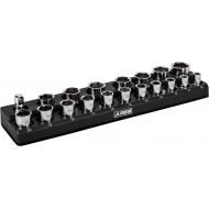 ARES 70237 - 19-Piece 1/2-Inch Metric Magnetic Socket Organizer - Holds 18 Sockets and 1 Socket Adapter - Keeps Your Tool Box Organized