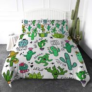 [아마존핫딜][아마존 핫딜] ARIGHTEX Cactus Duvet Cover Set Full Size Cartoon Cactus and Succulent Pattern Luxury Bedding Set Comforter Cover 1 Duvet Cover and 2 Pillowcases