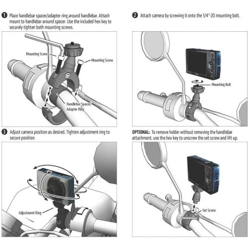  Arkon Premium Aluminum Motorcycle Handlebar Camera Mount