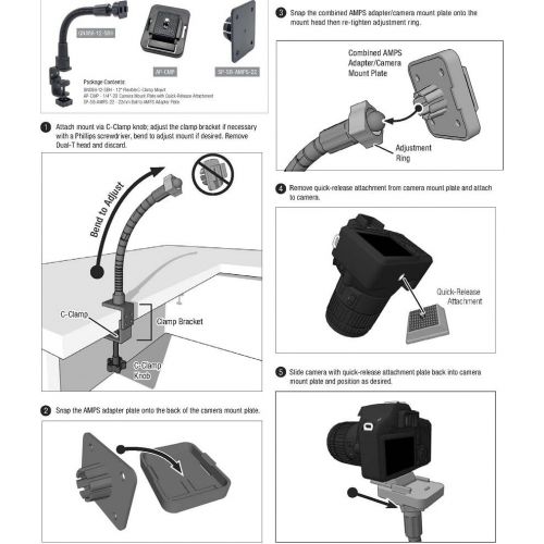  ARKON Heavy Duty Camera Clamp Mount with 1/4 20 Mounting Bolt & Camera Clamp Mount for Canon Nikon Sony Fujifilm Panasonic Cameras Spotting Scopes Retail Black