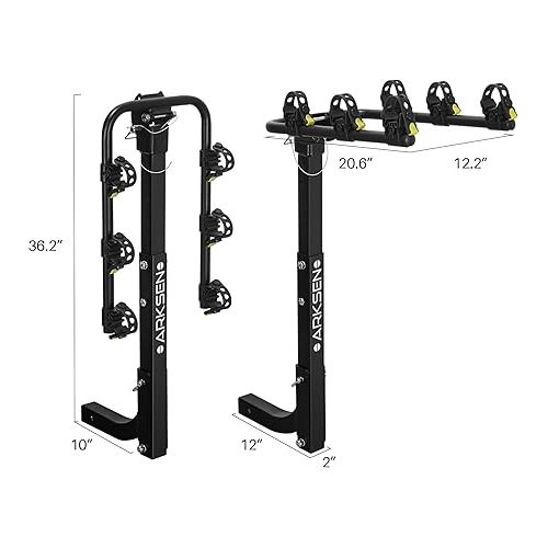  ARKSEN 3 Bike Rack, Heavy Duty Bicycle Carrier, Rear Hitch Mount with 2