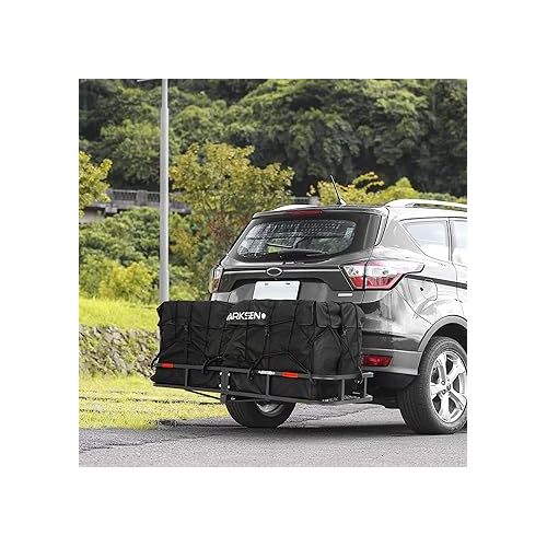  ARKSEN 60 x 24 Inch Angled Cargo Rack Carrier 500 Lbs Heavy Duty Capacity Tow Hitch, Luggage Storage Basket for Camping or Traveling, SUV, Pickup Truck or Car