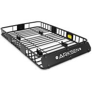 ARKSEN 64 Universal Black Roof Rack Cargo with Extension Car Top Luggage Holder Carrier Basket SUV Storage, Black