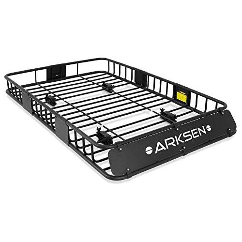  ARKSEN 64 Universal Black Roof Rack Cargo with Extension Car Top Luggage Holder Carrier Basket SUV Storage, Black