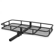 ARKSEN Heavy Duty Folding Cargo Rack Carrier Luggage Basket 2 Inch Receiver Hitch Fold Up for SUV Pickup Camping Traveling, 500 Lbs Capacity, 60 x 25 Inch Black