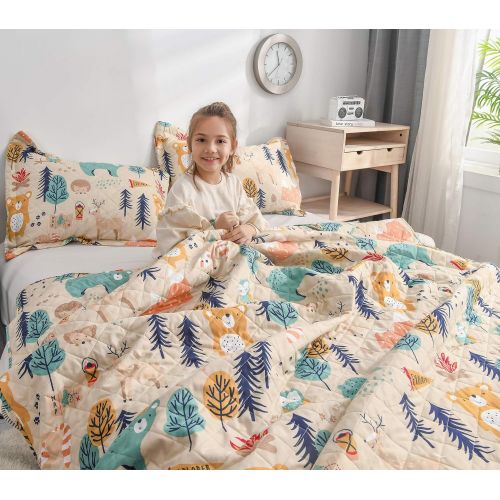  ARL HOME Dinosaur Quilt Set Twin Size Kids Summer Lightweight Bedspread Boys Dinosaur Bedding Animal Printed Quilt Cute Dinosaur Reversible Coverlet Set (68x86Quilts,2 Pillow Shams