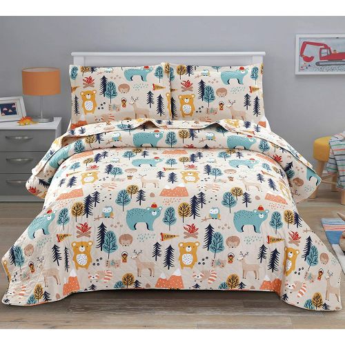  ARL HOME Dinosaur Quilt Set Twin Size Kids Summer Lightweight Bedspread Boys Dinosaur Bedding Animal Printed Quilt Cute Dinosaur Reversible Coverlet Set (68x86Quilts,2 Pillow Shams