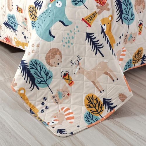  ARL HOME Dinosaur Quilt Set Twin Size Kids Summer Lightweight Bedspread Boys Dinosaur Bedding Animal Printed Quilt Cute Dinosaur Reversible Coverlet Set (68x86Quilts,2 Pillow Shams