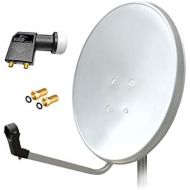 [아마존베스트]-Service-Informationen 60cm HD Satellite System Antenna Twin LNB + 2x F-plug Digital 2White UHD 4K