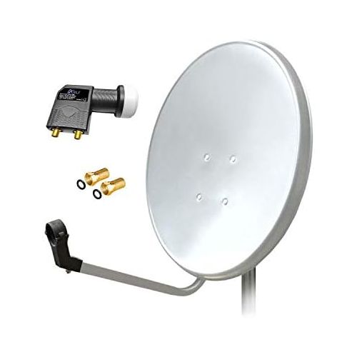  [아마존베스트]-Service-Informationen 60cm HD Satellite System Antenna Twin LNB + 2x F-plug Digital 2White UHD 4K