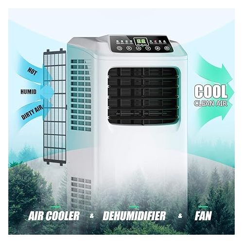  ARLIME Portable Air Conditioners 8000BTU, 3-in-1 Air Cooler with Dehumidifier & Fan Modes, Remote Control, Standing AC Unit for Rooms Up to 230 sq.ft, White