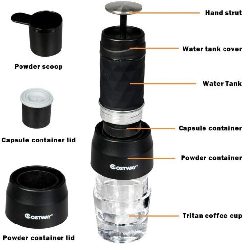  [아마존베스트]ARLIME Portable Manual Espresso Machine, Manual Espresso with Ground Coffee, Handy Espresso Maker for Travel Camping Hiking Office Home Use