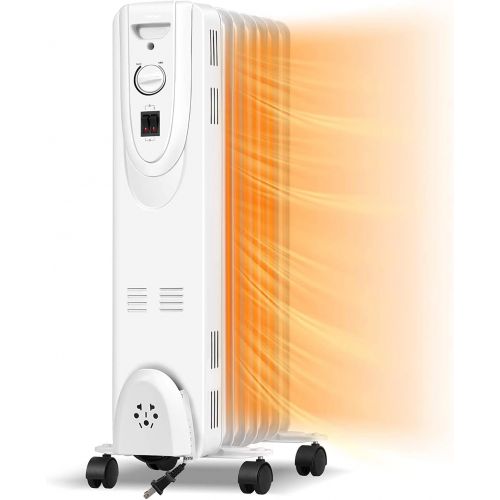  Oil Filled Radiator Heater with Thermostat, ARLIME 1500W Oil Filled Heater, Portable Oil-Filled Space Heater with 3 Adjustable Settings, Quiet Portable Heater with Overheat & Tip-O