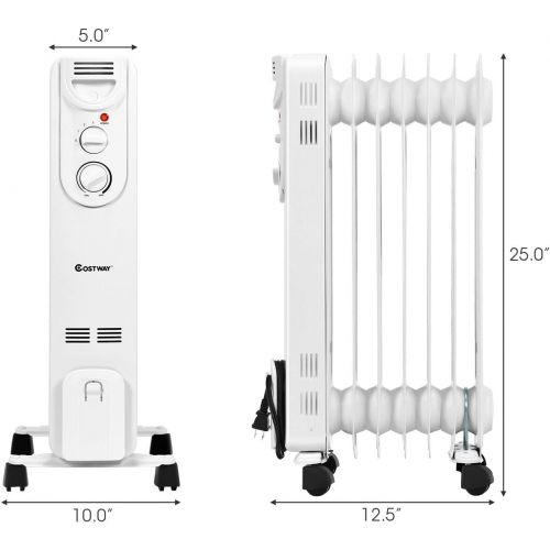  ARLIME Electric 1500W Oil Filled Radiator Heater, Portable Radiant Space Heater, Quiet Oil Filled Electric Heaters with Adjustable Thermostat, 3 Heat Settings, Overheat & Tip-Over