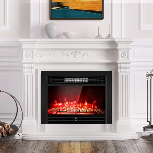 ARLIME 28.5 Electric Fireplace Insert Mounted Recessed, 1500W Freestanding Fireplace Heater Embedded, Portable Wall Fireplace Electric w/Timer, Digital Thermostat, Remote, 3 Adjust
