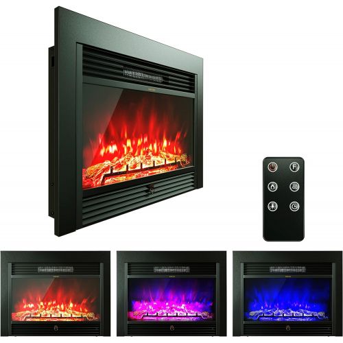  ARLIME 28.5 Electric Fireplace Insert Mounted Recessed, 1500W Freestanding Fireplace Heater Embedded, Portable Wall Fireplace Electric w/Timer, Digital Thermostat, Remote, 3 Adjust