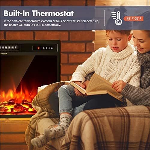  ARLIME 18-Inch Electric Fireplace Heater Insert, 1500W Freestanding & Recessed Fireplace Stove Heater w/ Adjustable LED Flame, Remote Control, Timer, Built-in Thermostat, Overheati