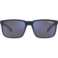 Arnette Man Sunglasses Matte Top Navy On Light Blue Frame, Dark Grey Mirror Water Polar Lenses, 58MM