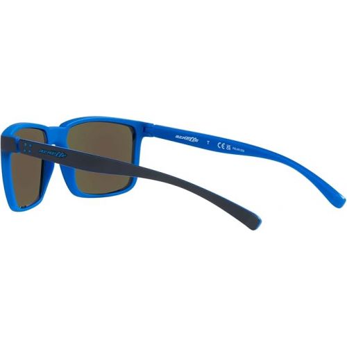  Arnette Man Sunglasses Matte Top Navy On Light Blue Frame, Dark Grey Mirror Water Polar Lenses, 58MM