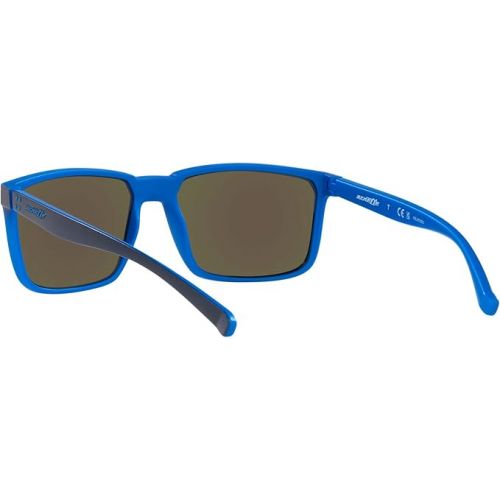  Arnette Man Sunglasses Matte Top Navy On Light Blue Frame, Dark Grey Mirror Water Polar Lenses, 58MM