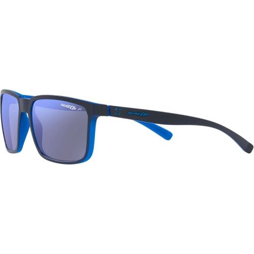  Arnette Man Sunglasses Matte Top Navy On Light Blue Frame, Dark Grey Mirror Water Polar Lenses, 58MM