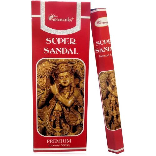  인센스스틱 ARO VATIKA Super Sandal Premium Hexa Masala Incense Sticks 6 Pack of 120 Sticks-Best for Meditation,Yoga, Aromatherapy, Relaxation, Reiki.