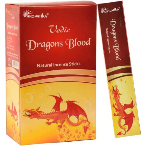  인센스스틱 ARO VATIKA Vedic Dragons Blood Natural Masala Incense Sticks Pack of 180 gm (15 gm x 12 Box) | Hand-Rolled in India