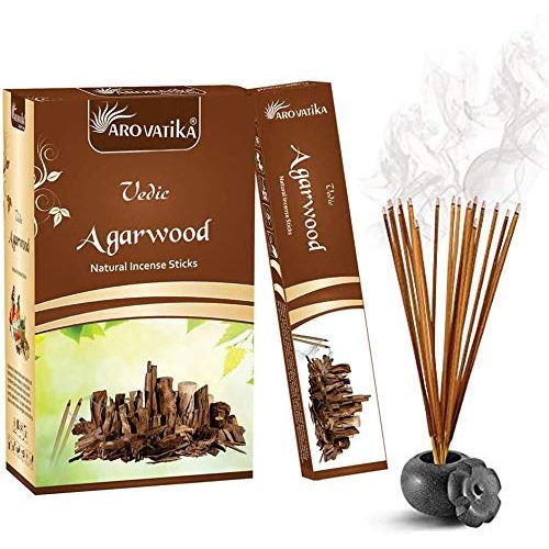  인센스스틱 ARO VATIKA Vedic Agarwood/Oudh Natural Masala Incense Sticks in Pack of 180 gm (15gm x 12 box) | Hand rolled in India | Best for prayer, Meditation,Relaxation, Reiki