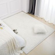 [아마존베스트]AROGAN Soft Fluffy Rug Modern Shag Area Rugs for Bedroom Living Room 3x5 Feet, Cute and Comfy Nursery Carpets, Luxury Velvet Plush Carpet for Kids Girls, Black