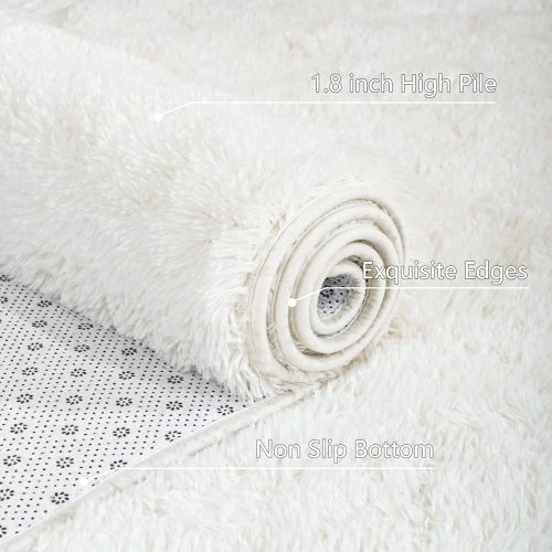  [아마존베스트]AROGAN Soft Fluffy Rug Modern Shag Area Rugs for Bedroom Living Room 3x5 Feet, Cute and Comfy Nursery Carpets, Luxury Velvet Plush Carpet for Kids Girls, Black