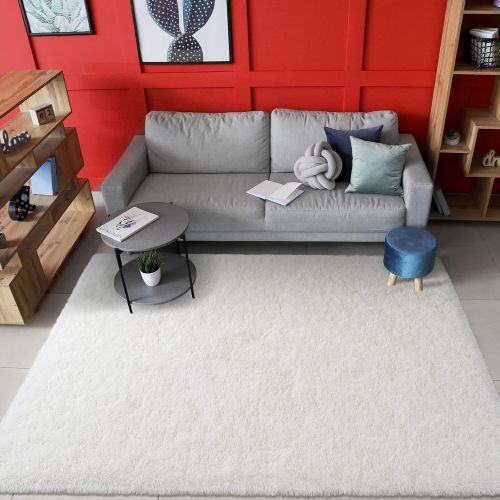  [아마존베스트]AROGAN Soft Fluffy Rug Modern Shag Area Rugs for Bedroom Living Room 3x5 Feet, Cute and Comfy Nursery Carpets, Luxury Velvet Plush Carpet for Kids Girls, Black