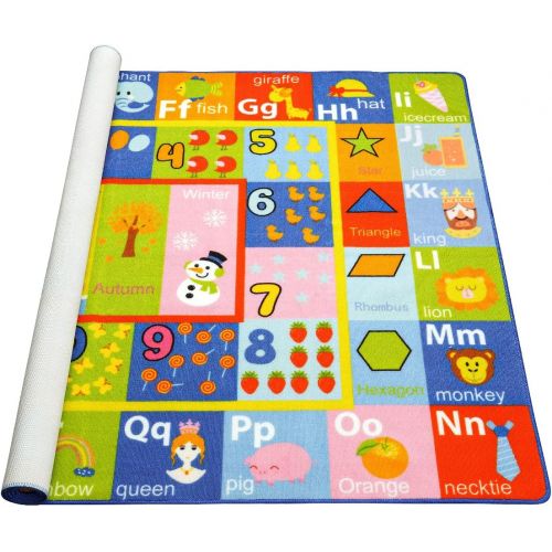  [아마존베스트]AROGAN Kids Play Mat 3x5 Feet, Baby Playmat with Numbers, Shapes, Animals Pattern, Children Learn and Educational Rugs, Non Slip Play Rug for Nursery Bederoom Play Room