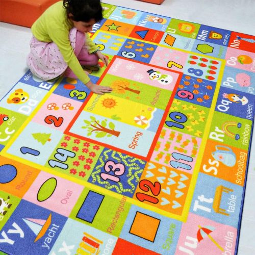  [아마존베스트]AROGAN Kids Play Mat 3x5 Feet, Baby Playmat with Numbers, Shapes, Animals Pattern, Children Learn and Educational Rugs, Non Slip Play Rug for Nursery Bederoom Play Room