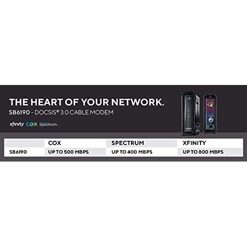  [아마존베스트]ARRIS SURFboard SB6190 DOCSIS 3.0 Cable Modem, Approved for Cox, Spectrum, Xfinity & others (Black)